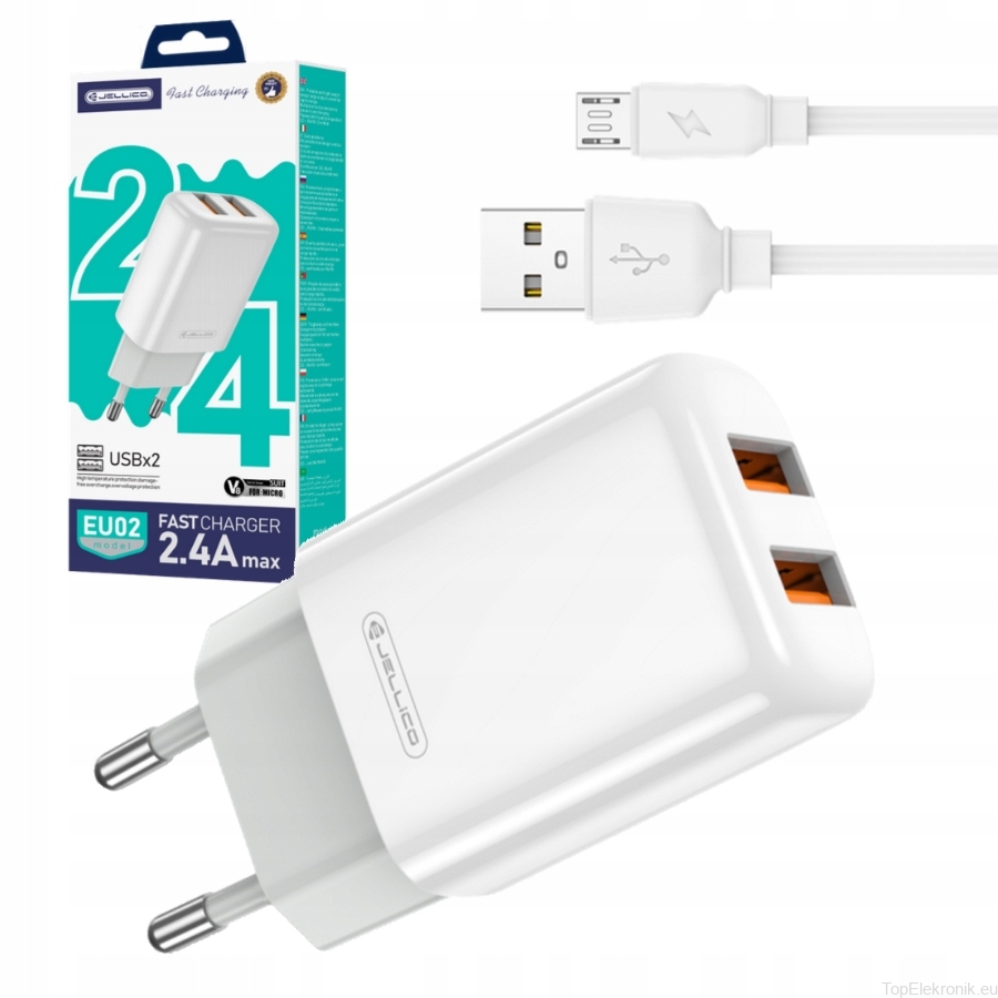 JELLICO EU02 CARICATORE COMPLETO CON CAVO USB TO MICRO